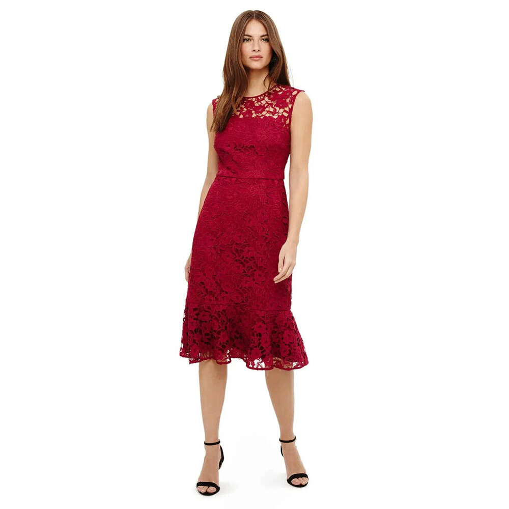 Phase Eight Women's Sabby Lace Sleeveless Dress In Magenta Size 12US fits bigger
